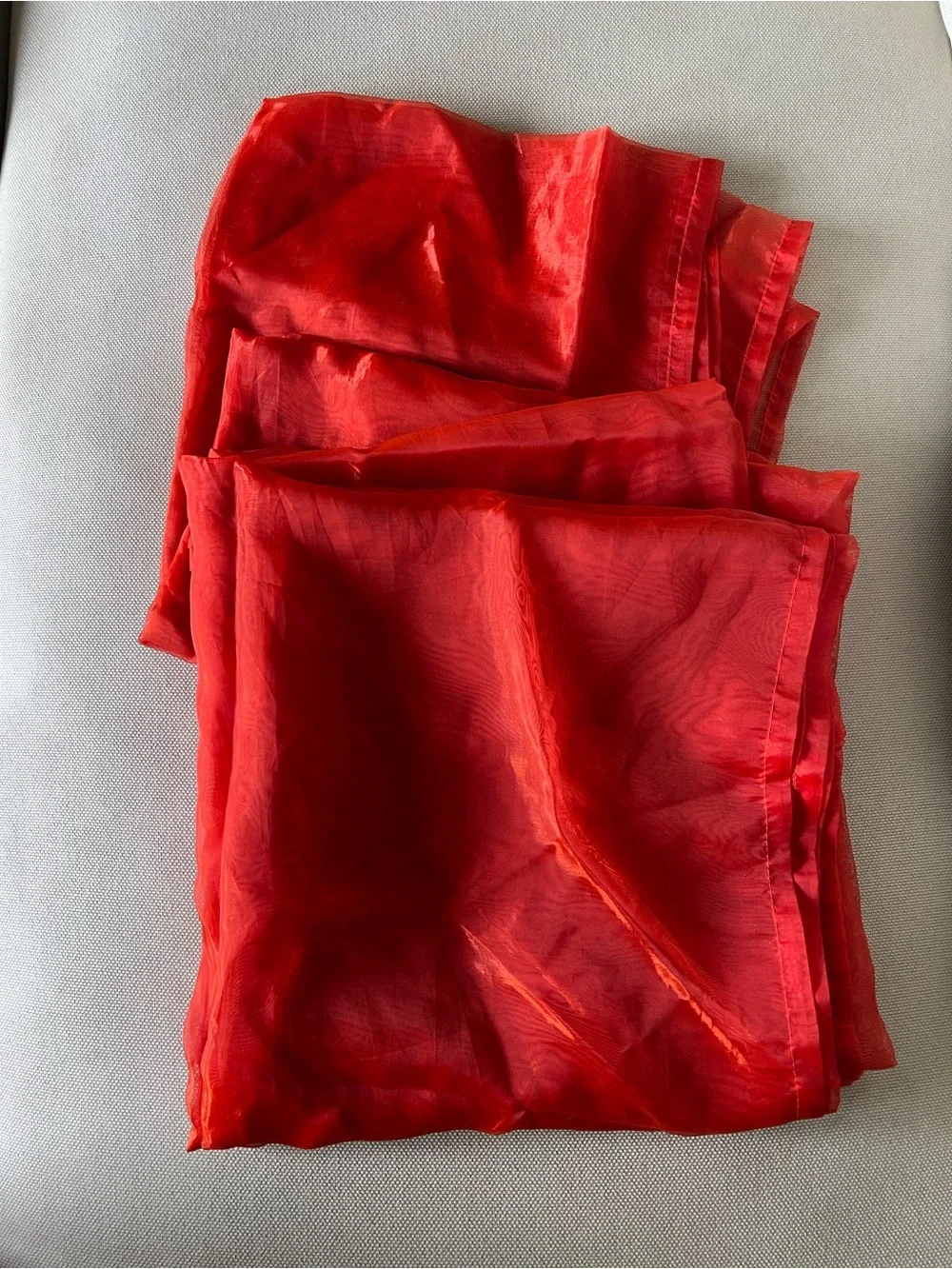 IKEA Vibrant Red/Burnt Orange Sheer Full Length Curtain Panels